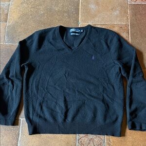Polo Ralph Lauren Black 100 Percent LambsWool Men’s Size Large 90s Preppy